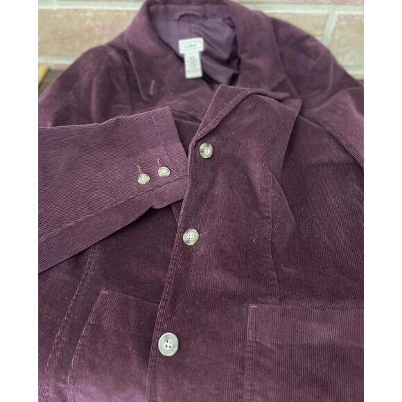 LL Bean Blazer Womens Size 16 R Plum Corduroy Button Jacket Pockets Classic - Picture 8 of 9